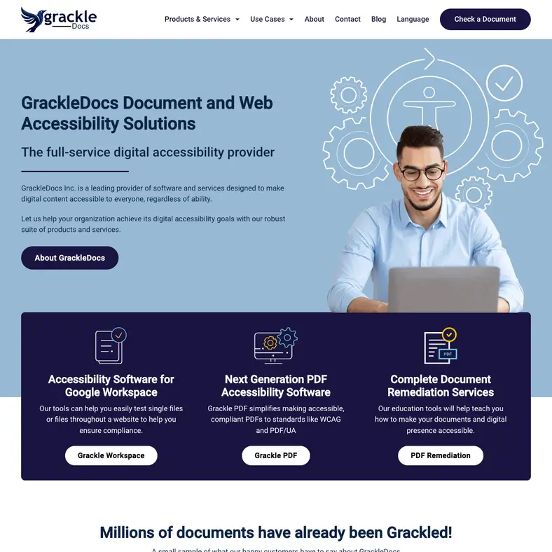 GrackleDocs homepage design