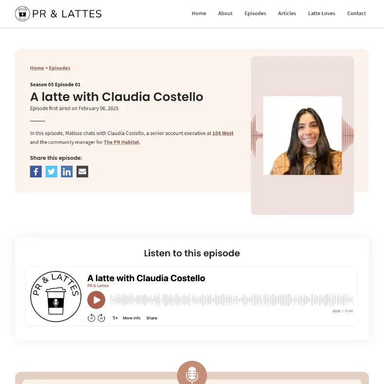 PR & Lattes episode page design